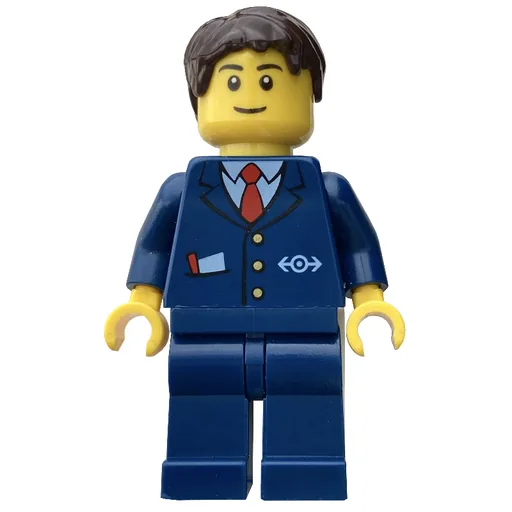 Conductor (Blue Suit with Train Logo, Dark Brown Hair)