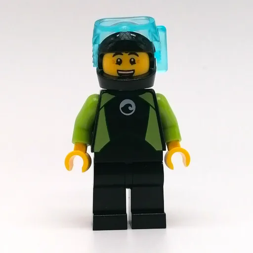 Diver (Man, Black and Lime Wetsuit, Black Helmet and Mask)