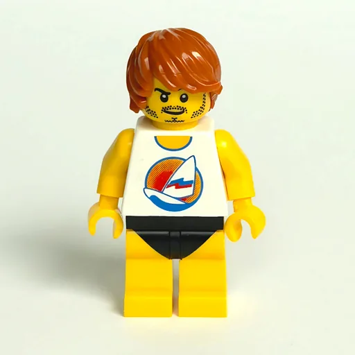 Surfer (White Tank Top with Windsurfer, Yellow Legs with Black Swim Trunks)