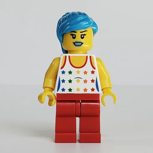 Musician (Woman, Tank Top with Rainbow Colored Stars, Dark Azure Hair)