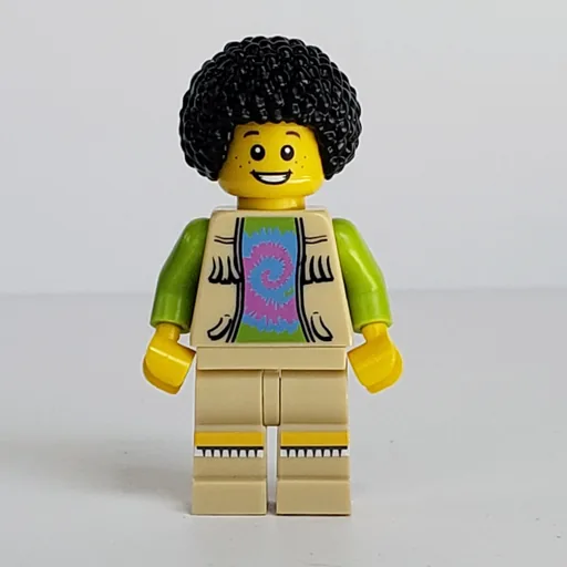 Musician (Man, Open Vest Jacket over Lime Shirt, Black Afro)
