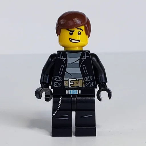 Criminal (Open Leather Jacker over Prison Shirt, Reddish Brown Hair)