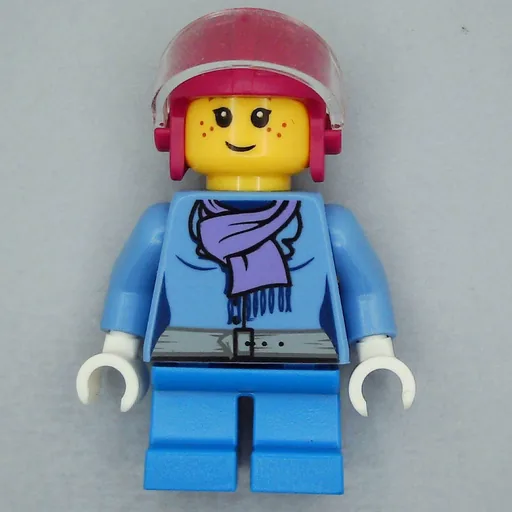 Girl (Medium Blue Jacket with Medium Lavender Scarf, Short Dark Azure Legs, Magenta Helmet with Visor)