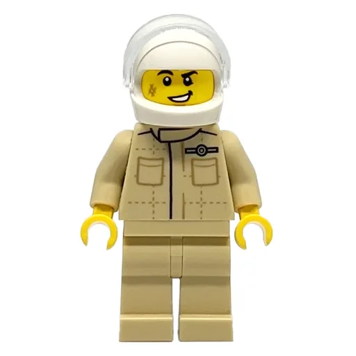 Race Driver (Tan Torso, Tan Legs, White Helmet)