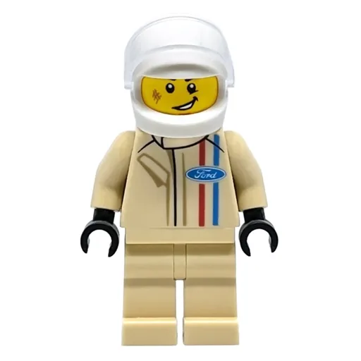 Race Driver (Tan Torso, Tan Legs, White Helmet, ford)