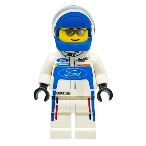 Race Driver (White Torso, White Legs, Blue Helmet, Ford)