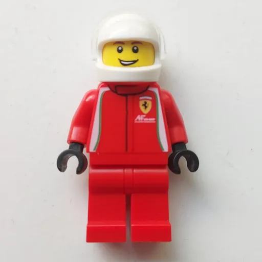 Race Driver (Red Torso, Red Legs, White Helmet, Ferrari)