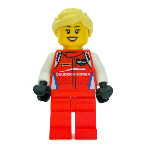 Race Driver (Red Torso, Red Legs, Black Helmet, Ferrari, Bright Light Hair)