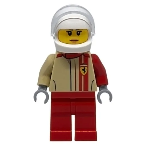 Race Driver (Tan Torso, Red Legs, White Helmet, Ferrari)