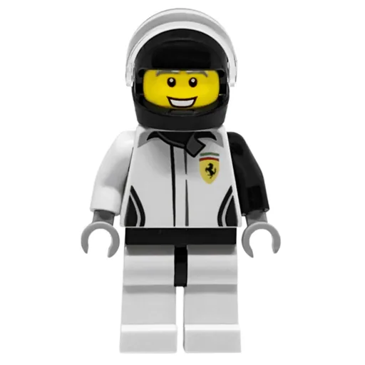 Race Driver (White Torso, White Legs, Black Helmet, Ferrari)