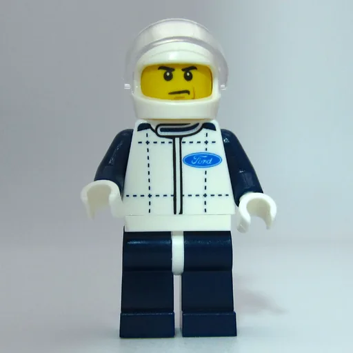 Race Driver (White Torso, Dark Blue Legs, White Helmet, Ford)