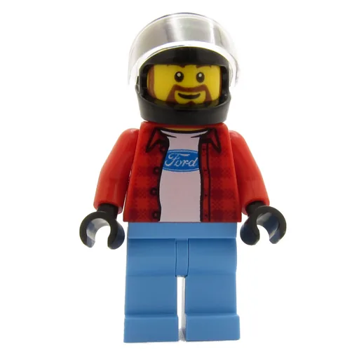 Race Driver (Red Torso, Medium Blue Legs, Black Helmet, Ford)