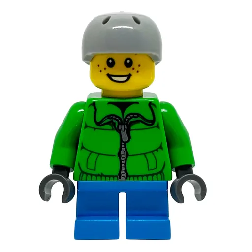 Boy (Green Jacket, Short Dark Azure Legs, Light Bluish Gray Helmet)