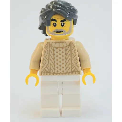 Man (Tan Sweater, White Legs, Dark Bluish Gray Hair, Beard)