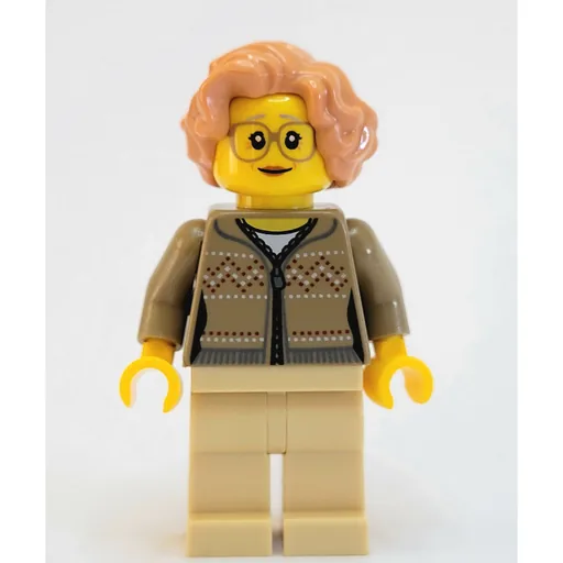 Woman (Dark Tan Cardigan with Zipper, Tan Legs, Nougat Hair, Glasses)