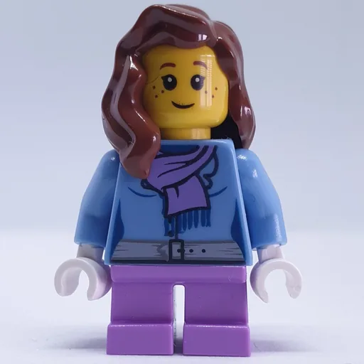 Girl (Medium Blue Jacket with Medium Lavender Scarf, Short Medium Lavender Legs, Reddish Brown Hair)