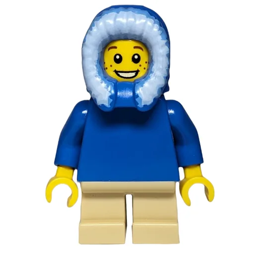 Boy (Plain Blue Torso, Short Tan Legs, Hood)