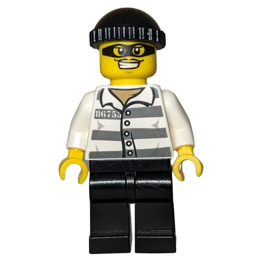 Criminal (Prison Shirt with #86753, Black Legs, Black Hat, Black Eyemask)