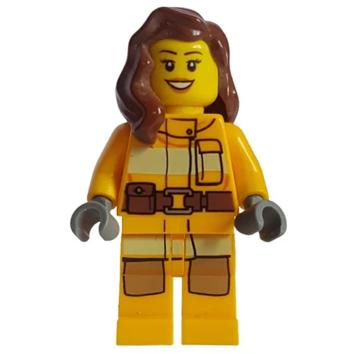 Firewoman (Bright Light Orange Fire Suit, Reddish Brown Hair)