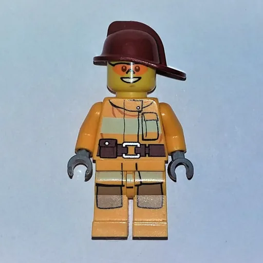 Fireman (Bright Light Orange Fire Suit, Dark Red Helmet, Orange Sunglasses)