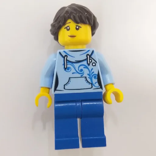 Bright Light Blue Torso (Blue Legs, Dark Brown Hair)