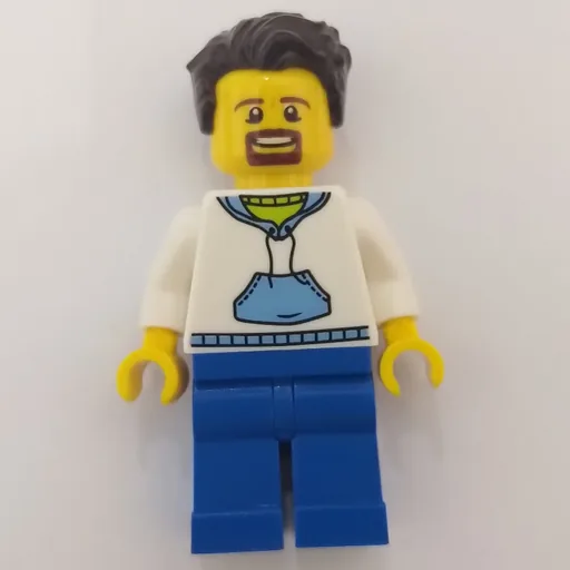 White Torso (Blue Legs, Dark Brown Hair)