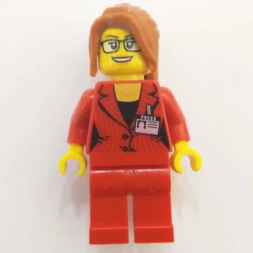 Red Jacket Torso (Red Legs, Dark Orange Hair, Glasses)