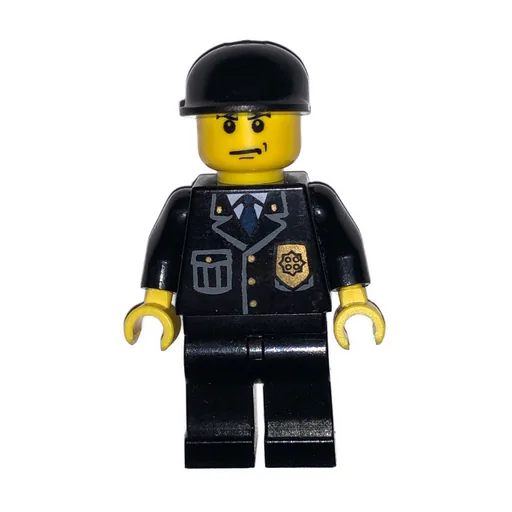 Policeman (Black Jacket with Pocket and Badge, Black Cap)