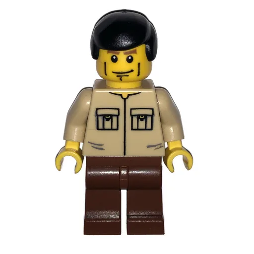 Man (Tan Shirt with Pockets, Reddish Brown Legs, Black Hair)