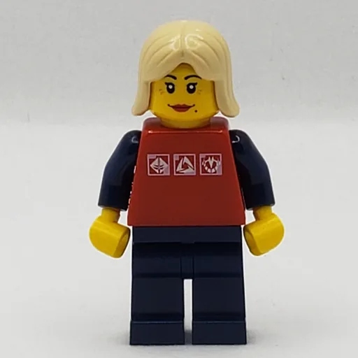 Woman (Red Shirt with Dark Blue Arms, Dark Blue Legs, Tan Hair)