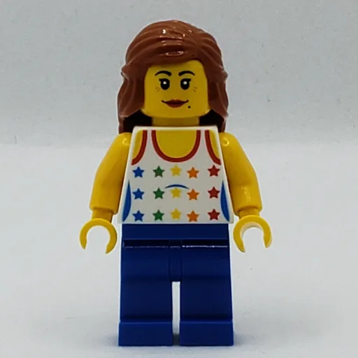 Woman (Tank Top with Rainbow Colored Stars, Blue Legs, Dark Orange Hair)