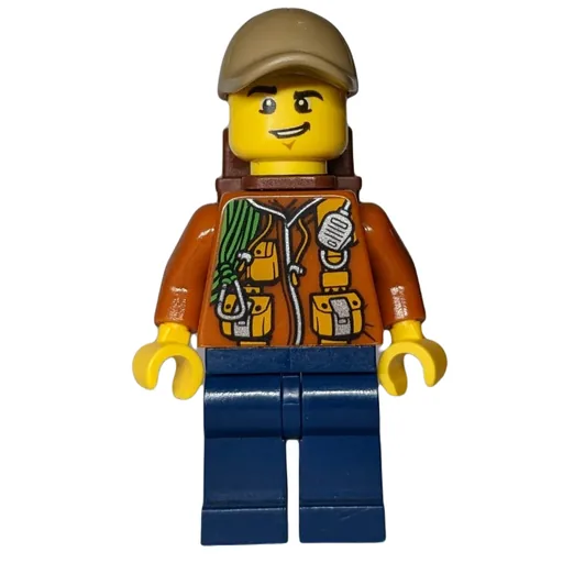 Explorer (Jacket with Pouches, Radio, and Rope, Dark Tan Cap, Backpack)