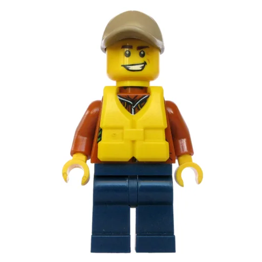 Explorer (Jacket with Pouches, Radio, and Rope, Dark Tan Cap, Yellow Life Vest)
