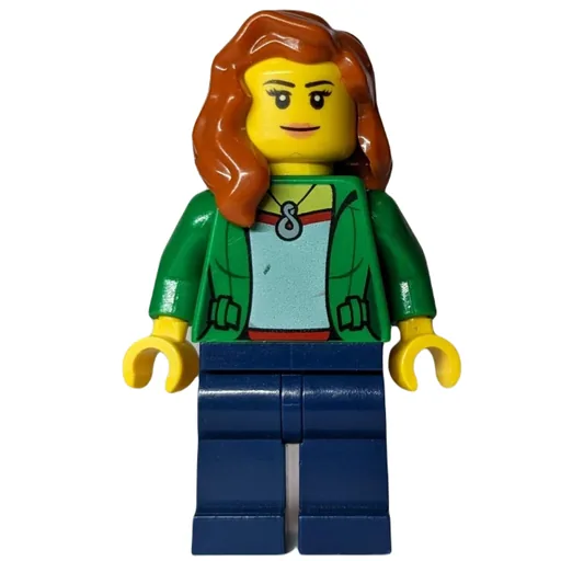 Woman (Open Green Jacket with Necklace, Dark Orange Hair)
