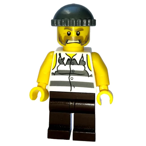 Criminal (Torn Prison Shirt, Dark Brown Legs, Dark Bluish Gray Hat)