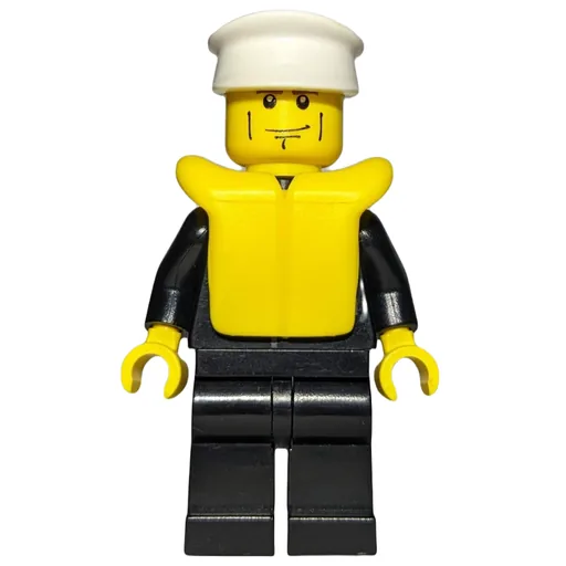 Policeman (Black Suit with Badge, White Hat, Yellow Life Vest, Cheek Lines and Brown Eyebrows)