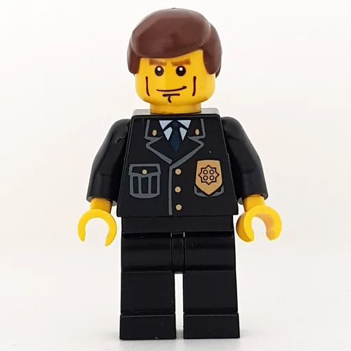 Policeman (Black Suit with Badge, Reddish Brown Hair)