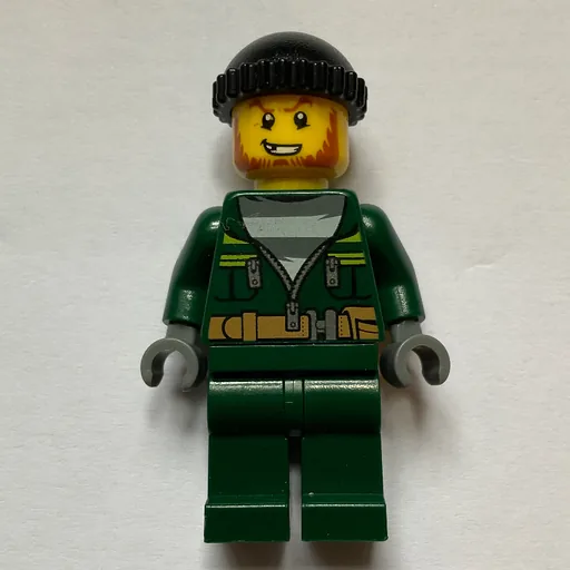 Criminal (Open Dark Green Jacket over Prison Shirt, Black Hat, Beard)