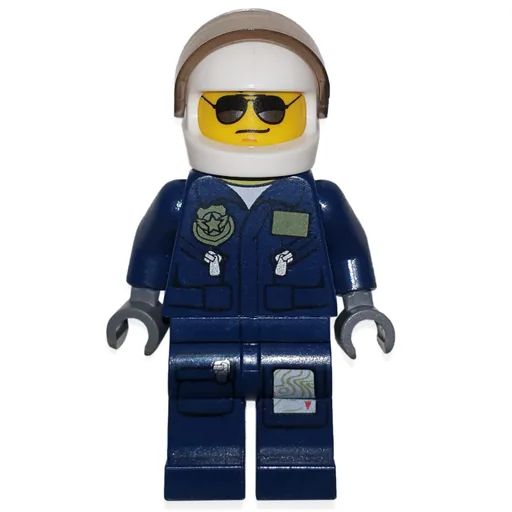 Policeman (Dark Blue Jacket with Pockets and Badge, White Helmet with Visor, Sunglasses)