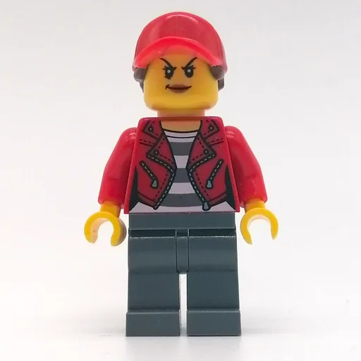 Criminal (Woman, Open Red Jacket over Prison Shirt, Red Cap with Hair)