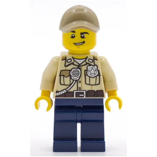 Swamp Police / Ranger (Tan Shirt with Badge and Radio, Dark Blue Legs, Dark Tan Cap)