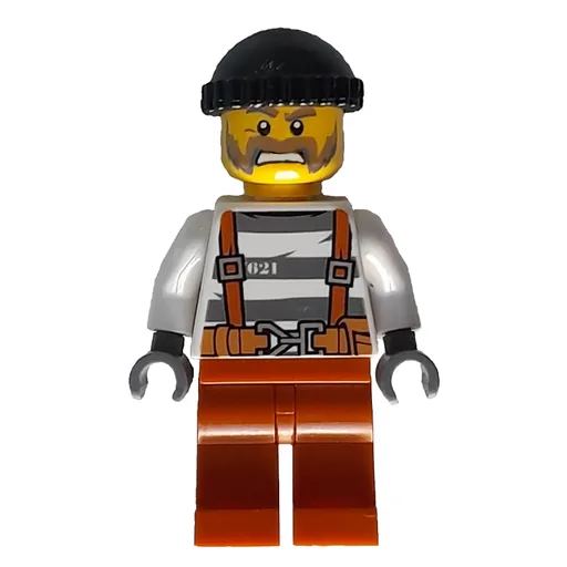Criminal (Prison Shirt with Suspenders and Belt, Black Hat, Beard)