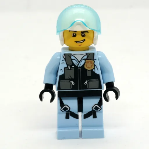 Policeman (Pilot, Black Vest with Badge and Pouches, White Helmet with Visor)
