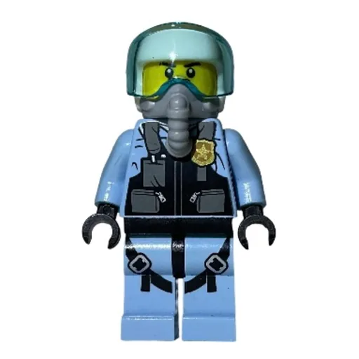 Policeman (Pilot, Black Vest with Badge and Pouches, White Helmet with Visor, Breathing Apparatus)