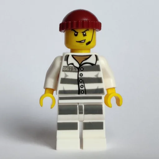 Criminal (Prison Shirt with #86753, Dark Red Hat, Headset)