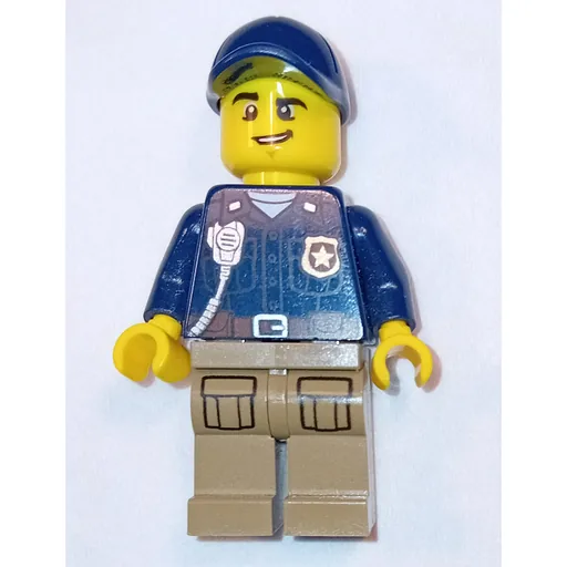 Policeman (Dark Blue Shirt with Radio and Badge, Dark Tan Legs, Dark Blue Cap)
