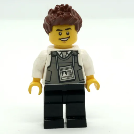 Security Guard (Dark Bluish Gray Vest with ID Badge, Reddish Brown Hair)