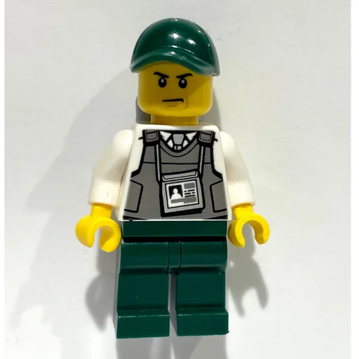 Security Guard (Dark Bluish Gray Vest with ID Badge, Dark Green Cap)