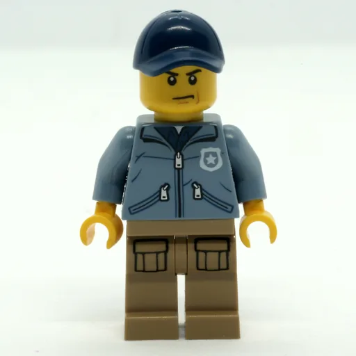 Policeman (Sand Blue Jacket with Pockets and 'POLICE' on Back, Dark Blue Cap)