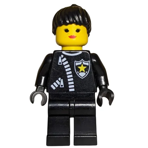 Policewoman (Black Jacket with Zipper and Badge, Black Hair)